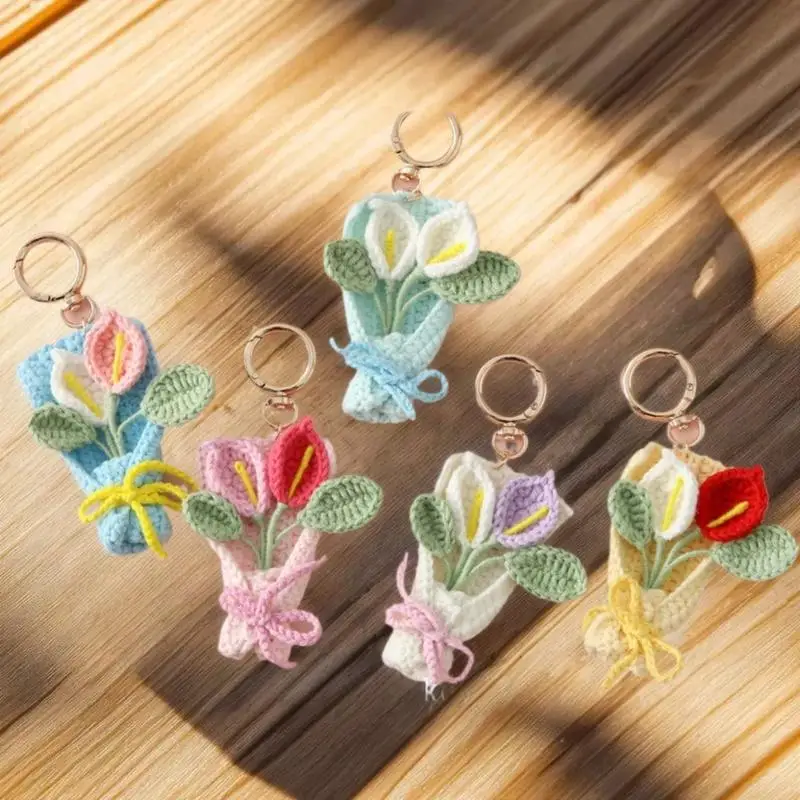 حلقات مفاتيح زنبق الكالا الحرفية المصنوعة يدويًا؛ المعلقات مفتاح السيارة بكميات كبيرة بالجملة.