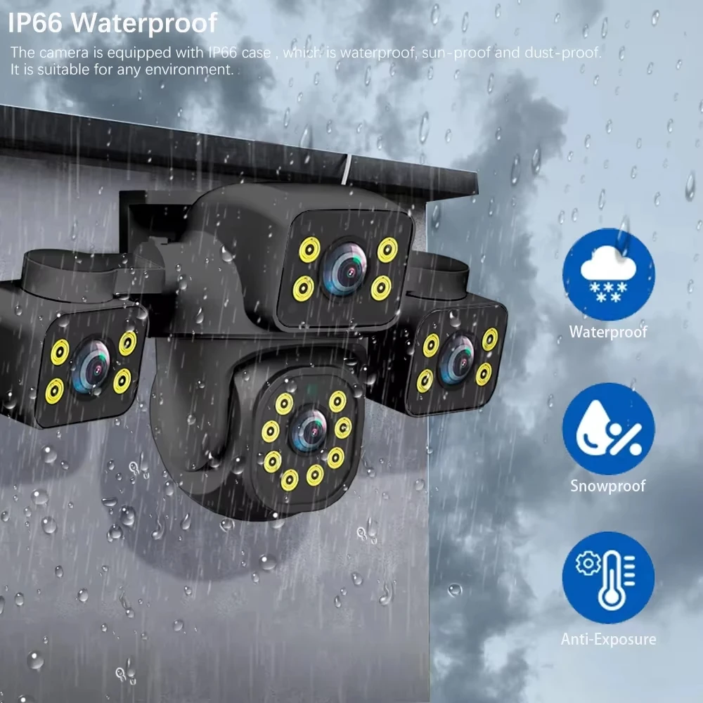 Kamera IP 15MP HD WIFI Kolorowy Tryb Nocny Trzy Ekran Trzy Obiektywy Automatyczne Śledzenie IP66 Wodoodporna CCTV Bezpieczeństwo Wideo Tuya Smart