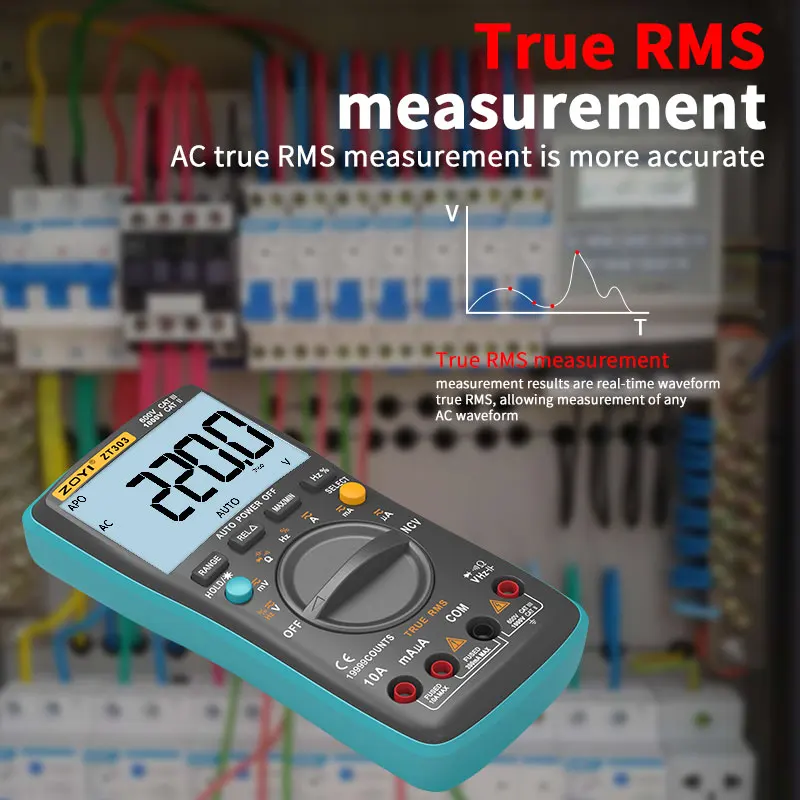 ZOYI ZT303 High Precision Digital Multimeter 19999 Counts True RMS Multifunction AC/DC Voltage Temperature Capacitance Tester view 5