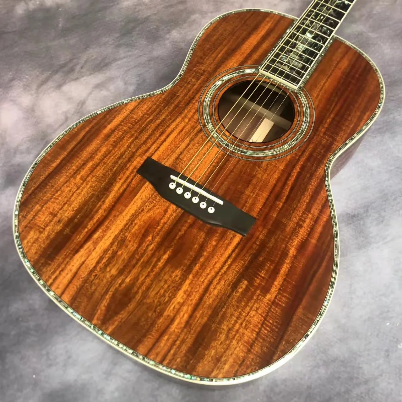 39 inch full koa wood 0045 luxury black finger abalone shell inlaid acoustic wood ji