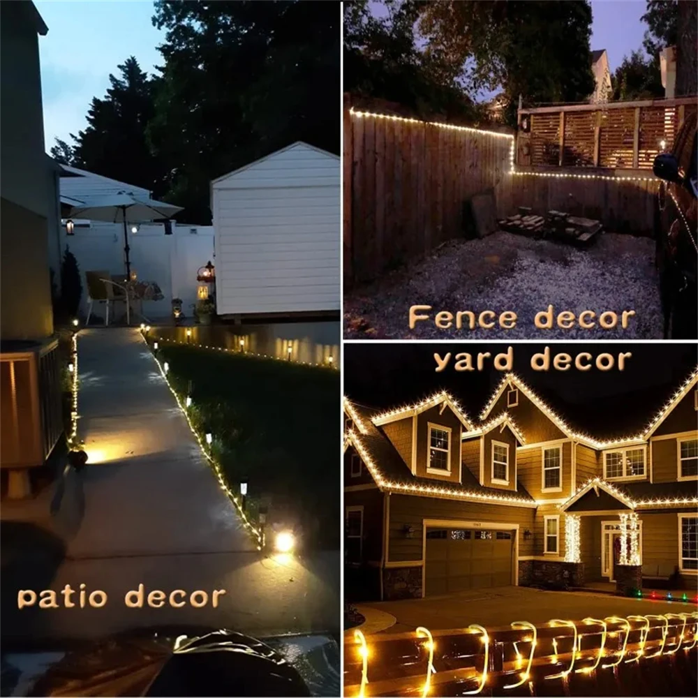 Outdoor Solar Lights Garland Rope String Lights 7-32M LED Garden Garland Waterproof Tube Lamp for Garden Christmas Decoration