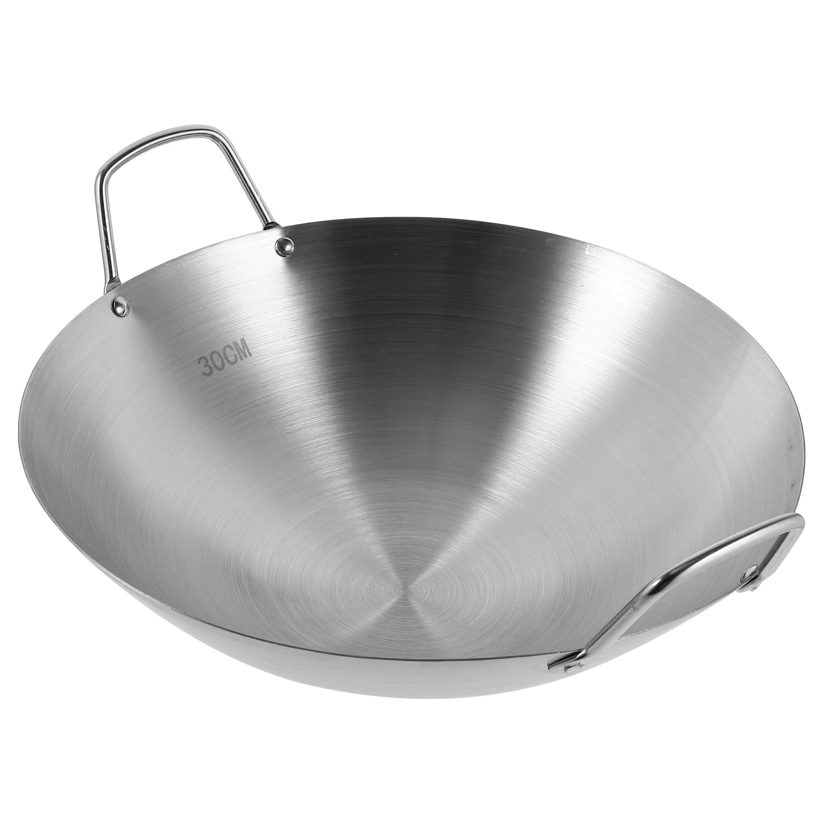 

Stainless Steel Wok Brown Frying Pan Pot Kitchen Hand-Pulled Noodle BBQ Accessory Cooking Home Ergonomic Handle