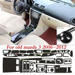 For old mazda 3 2004-2008 5D Carbon Fiber Pattern Interior DIY Trim Decals Center Console Gear Dashboard Air Door Handle