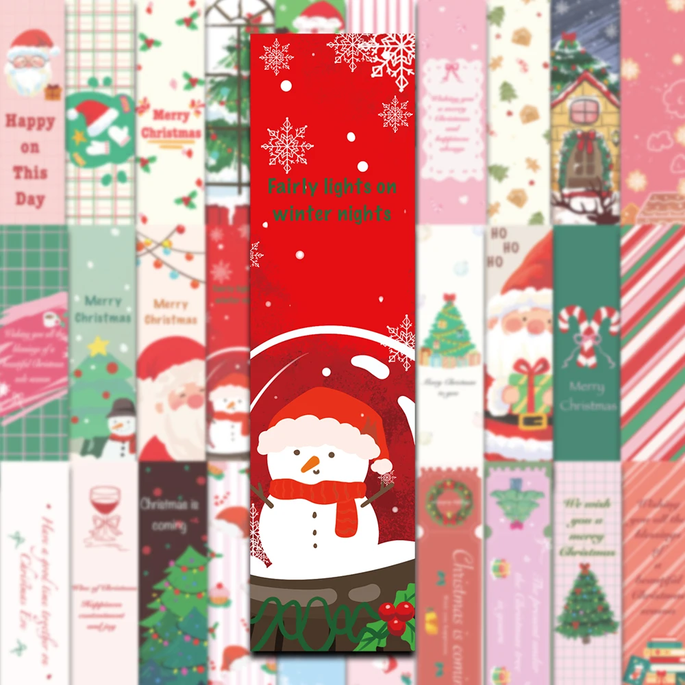 30PCS Nette Weihnachten Cartoon Lesezeichen Verschneite Schnee Menschen Elch Santa Claus Weihnachten Baum Kreative Papier Buch Seite Kennzeichnung Karte
