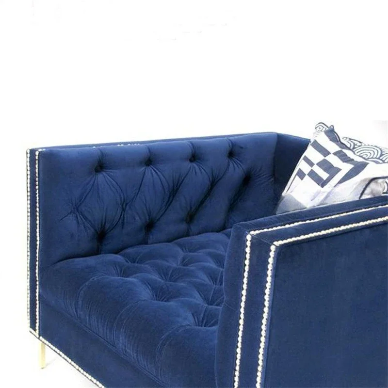 Canapé simple américain en acier inoxydable, meuble en tissu avec boucle, pour loisirs, club, vente, bureau, négociation