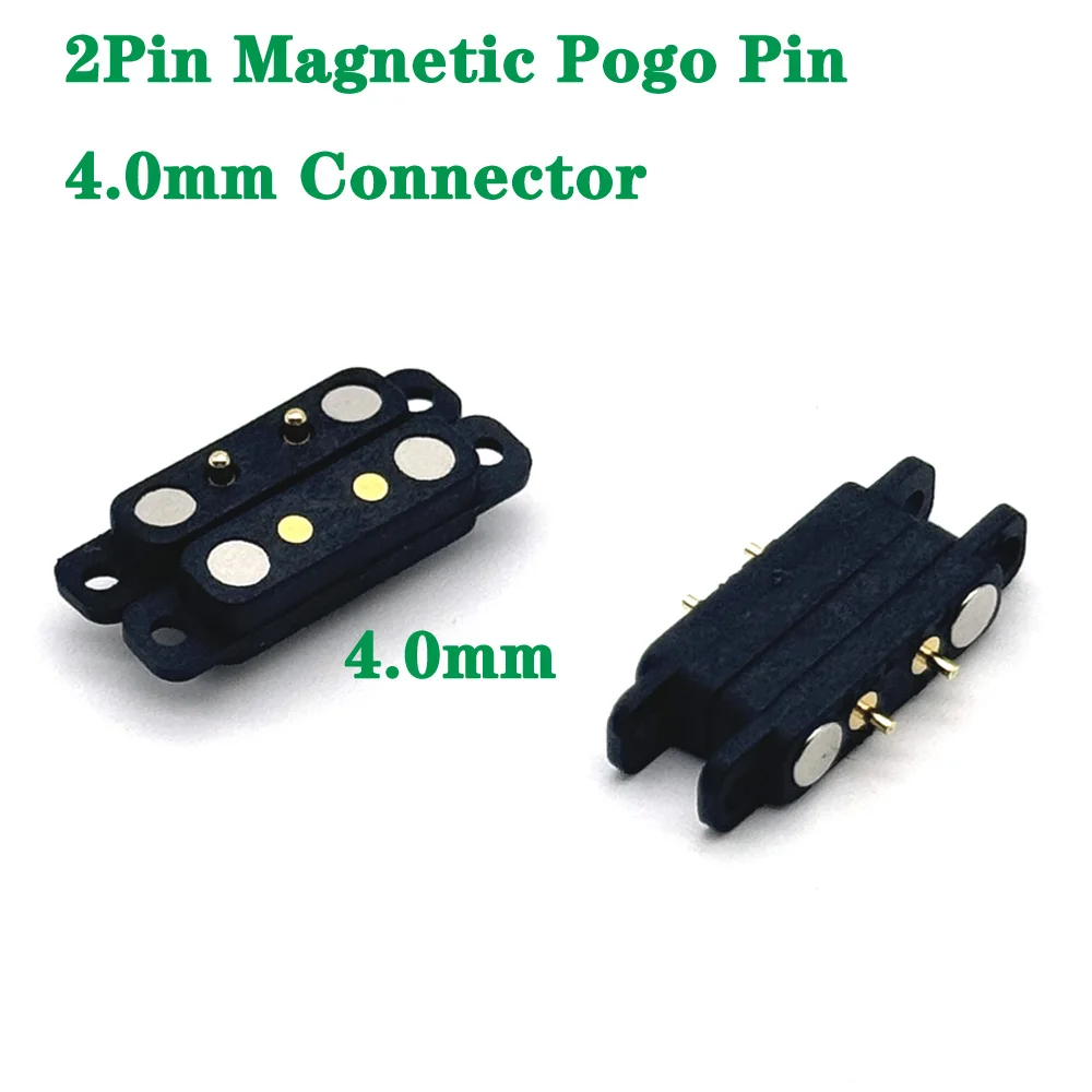 1Pair 2Pin With Ears Waterproof Spacing 4.0mm Magnetic Pogo Pin Connector Pogopin Male Female Spring Loaded DC Power Socket