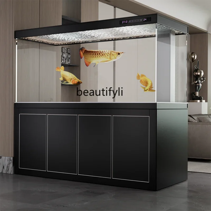 

AAUltra-white glass fish tank living room large bottom filter screen entrance partition ecological aquarium