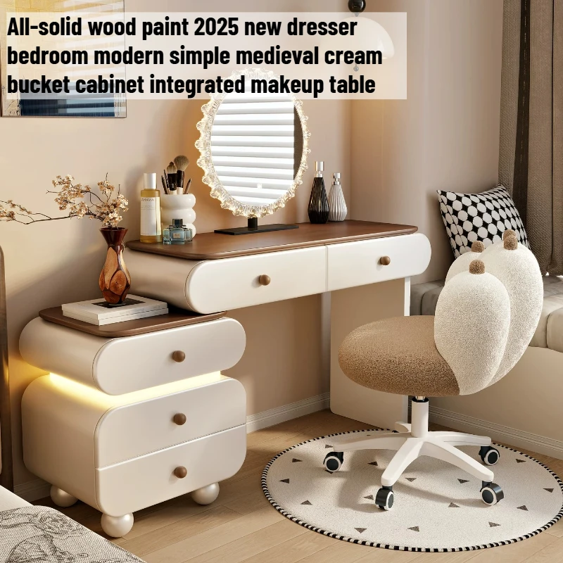 Bedroom Italian Dressing Table Nightstand Chair Mirror Solid Wood Dressing Light Drawer Tocador De Maquillaje Home Furniture