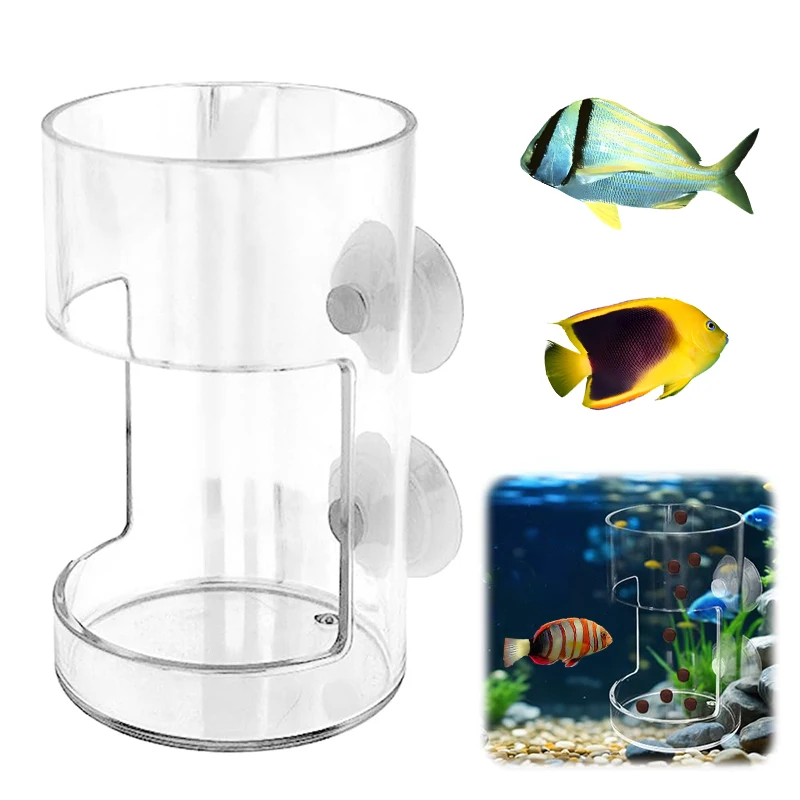 For Aquarium 2025 New Fish Tank Dish Tray With Suction Cup Acrylic Fish Feeding Tube Fish Food Holder Fish Feeder