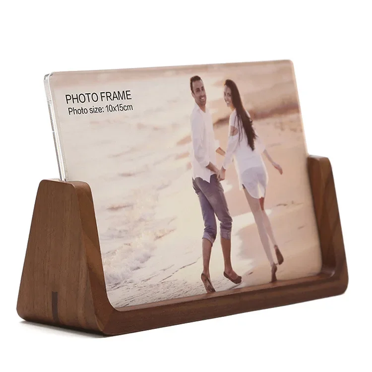

U-shaped solid wood platform photo frame 7 inch inclined photo frame acrylic photo frame