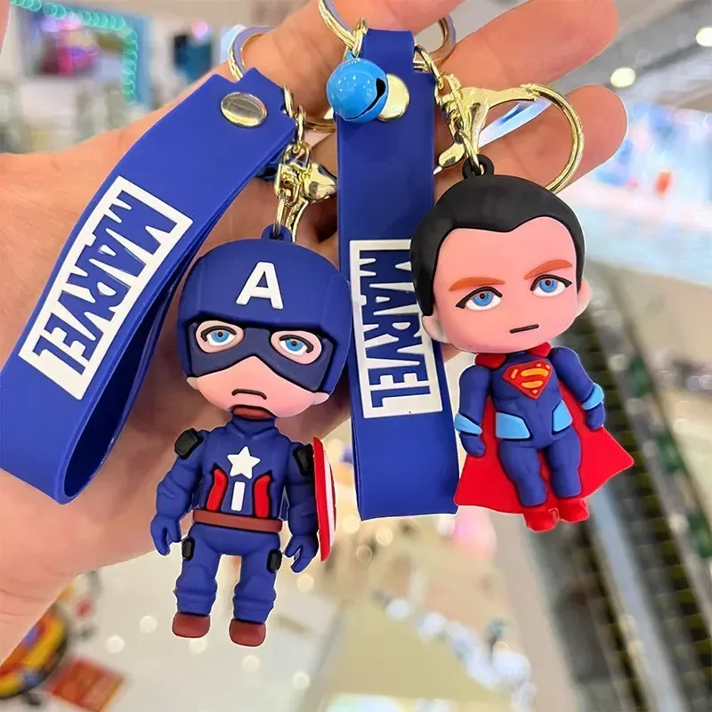 Disney Marvel Cartoon The Avengers Keychain Spiderman Iron Man Captain America Thor Keyring Keys Holder Gifts for Friends