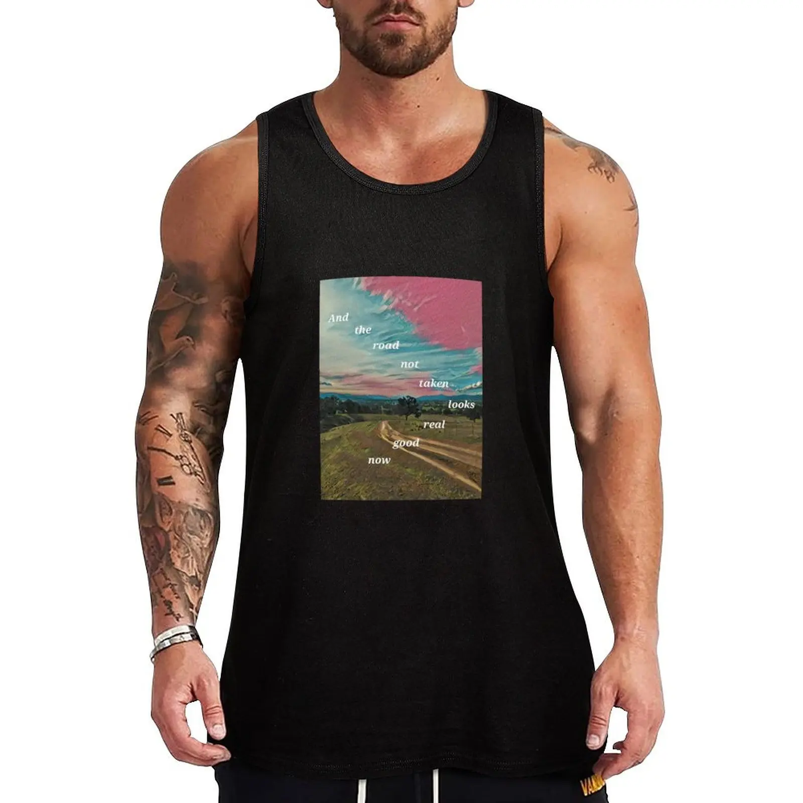 

Road not taken Tank Top summer clothes men 2025 Top summer tops sleeveless gym shirts male