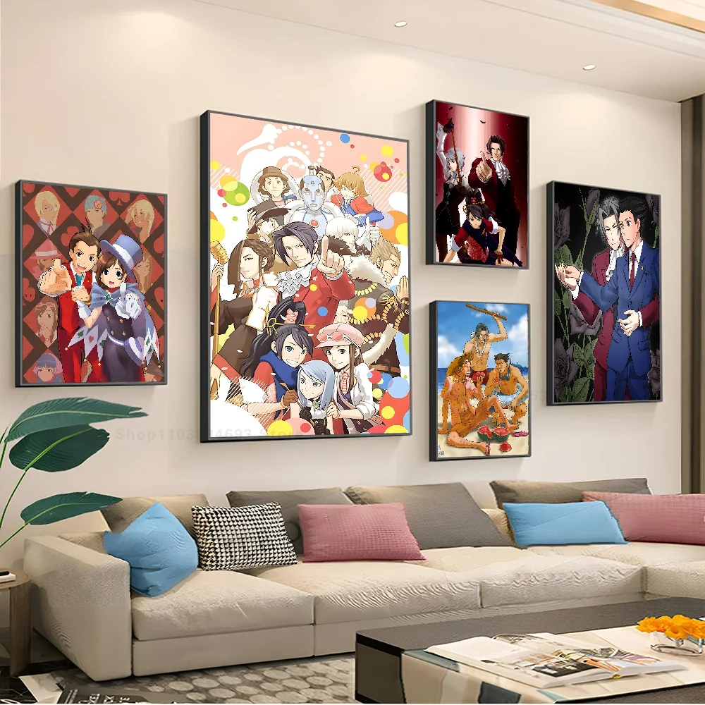 1szt Ace Attorney Anime Plakat Naklejki Sztuka Fototapety Dekoracja Pokój Gry Dekoracje Prezenty Kawaii HD Malowanie Kot Samochody