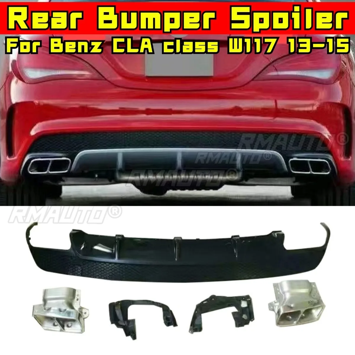 

Car Rear Bumper Spoiler Lip Diffuser Splitter Rear Tail Throat Modification Part For Benz CLA class W117 2013-2015 Accessories