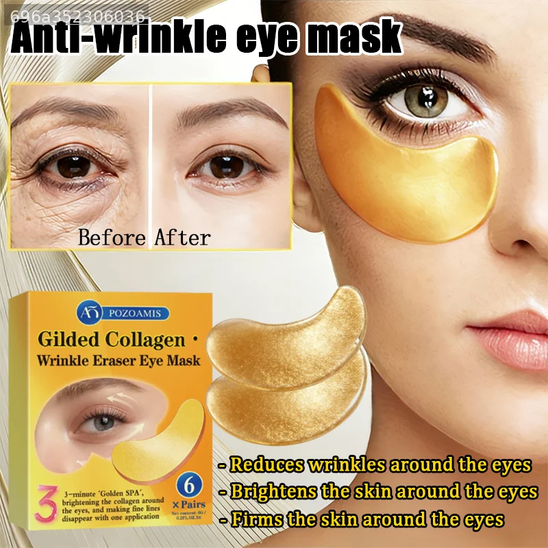 Daily Beauty Golden Gel Eye Mask, Gentle Moisturizing Texture, Improve Fine‑Line‑Looking Eye Area, Create Tighter‑Looking Under‑Eye Skin, Convenient Eye Patches for Household Women Facial Care