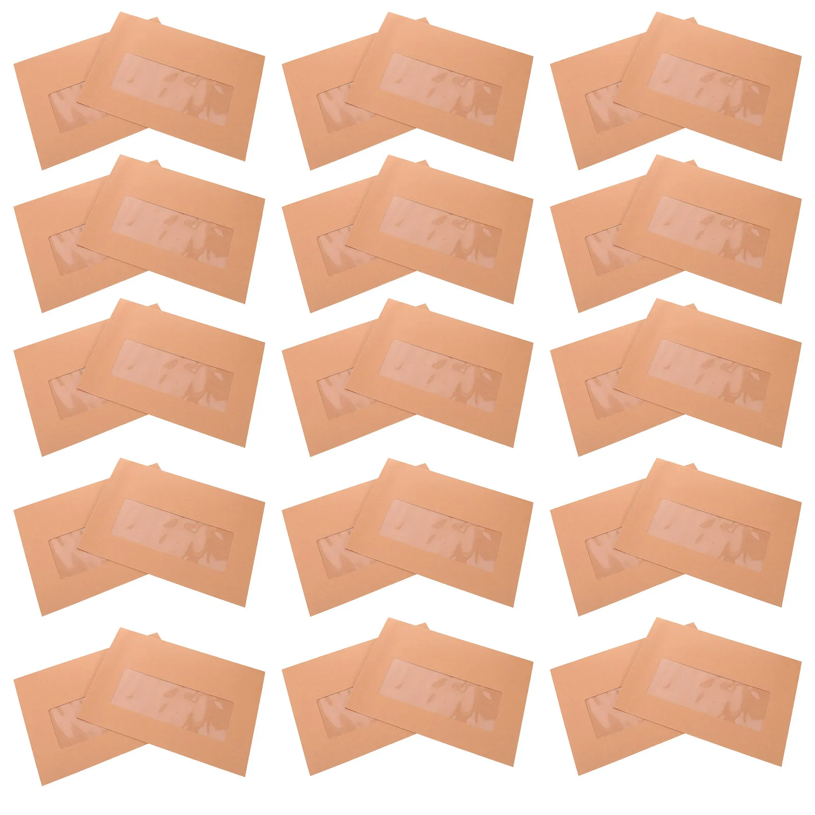 30Pcs Kraft Paper Envelope Brown Transparent Window Envelope Clear Document Organizer Folder File Size Mailing Storage Important