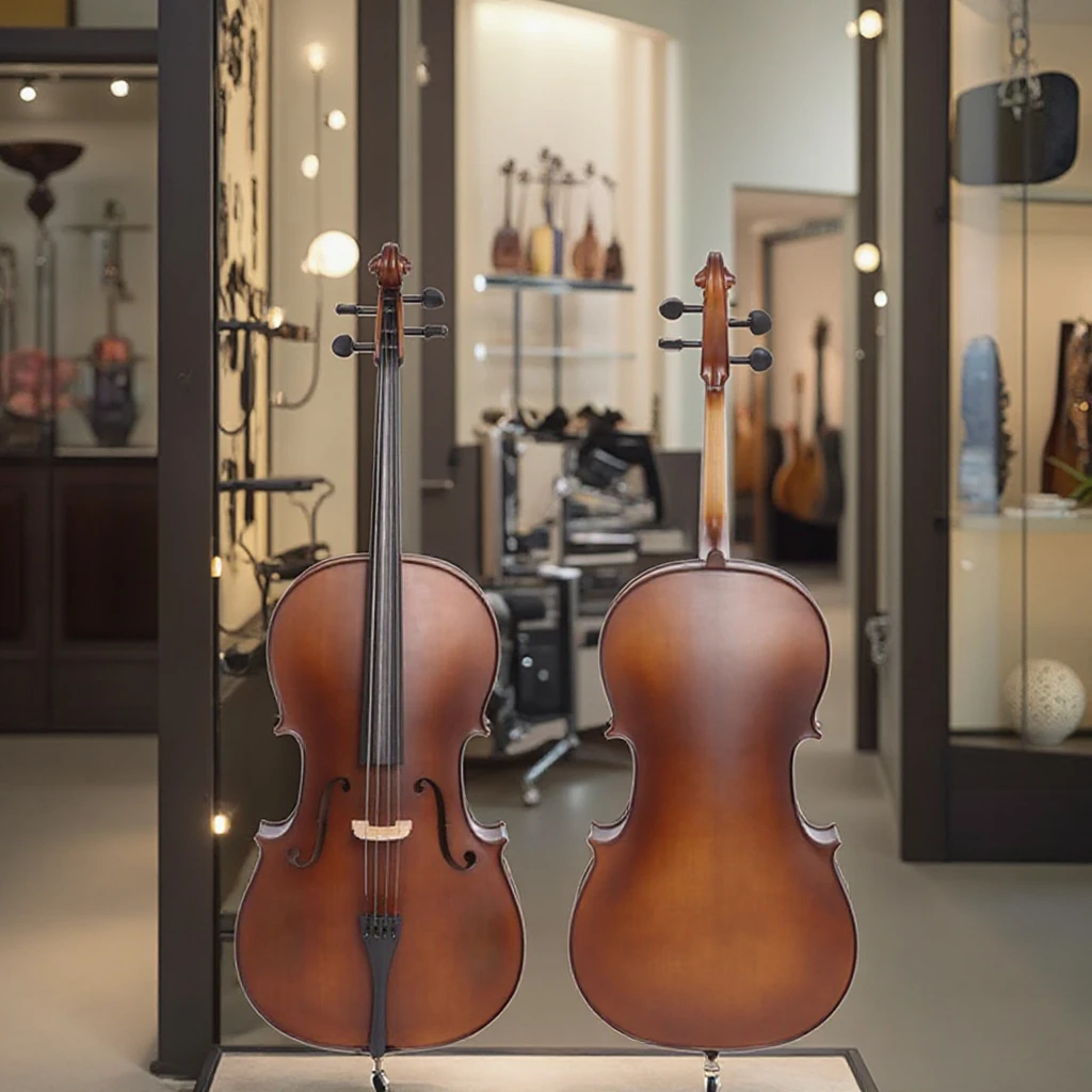 

Aiyi Factory's New Design Solid Cello 4/4 Musical Instrument With Maple Back/Side Material