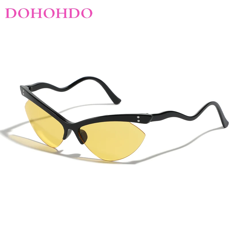 DOHOHDO Vintage Punk Cat Eye Sunglasses Men Women 2024 Trendy Retro Small Frame Sun Glasses Y2k Sports Sunglass Outdoors UV400