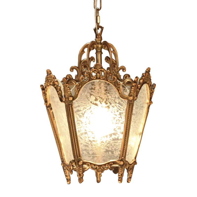 

Japanese French European retro all-copper ice flower glass small chandelier, balcony entrance cloakroom cafe chandelier