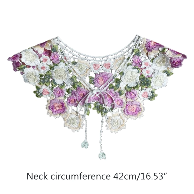 Fairytale Decorative Fake Collar Lace Shawl Wrap Embroidery Floral Capelet Dickey Mini Cape Women Detachable Necklace