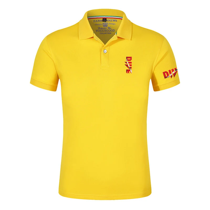 Scuba Diving Diver Down Flag 2025 Men's New Summer Cotton Breathable Polo Shirt Casual Solid Color Slim Fit Fashion Tops - Image 4