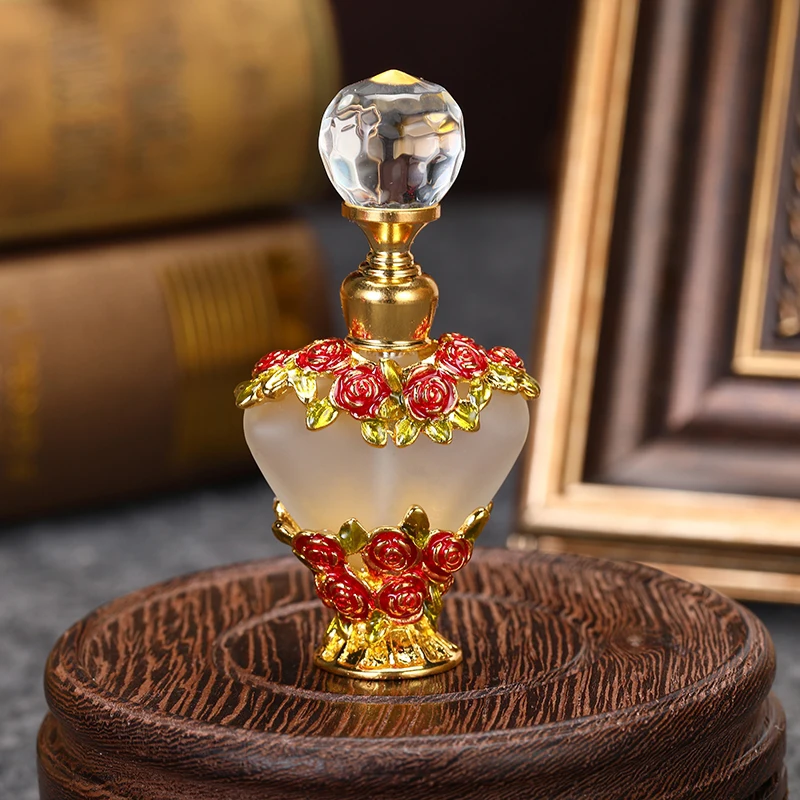 Botellas de Perfume vacías rellenables de cristal Vintage de 5ml, botella de aceite esencial de vidrio con flores, decoración del hogar, regalo de Navidad para el día de la madre