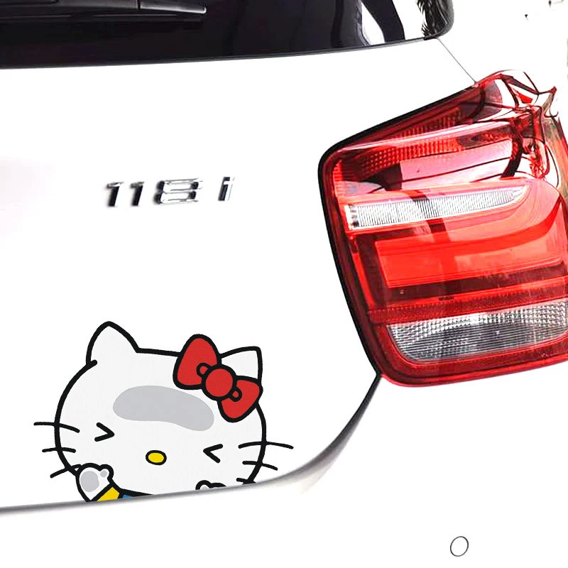 Kawaii Sanrio Hello Kitty Car Sticker Rearview Mirror Sticker Car Body Decorative Sticker Truck Motorcycle Vehicles Automobiles