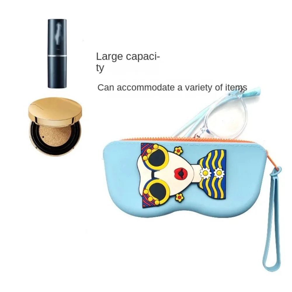 Simple Multifunctional Silicone Glasses Bag Waterproof Cartoon Sunglasses Storage Bag Coin Purse Dustproof Small Items Bag Male