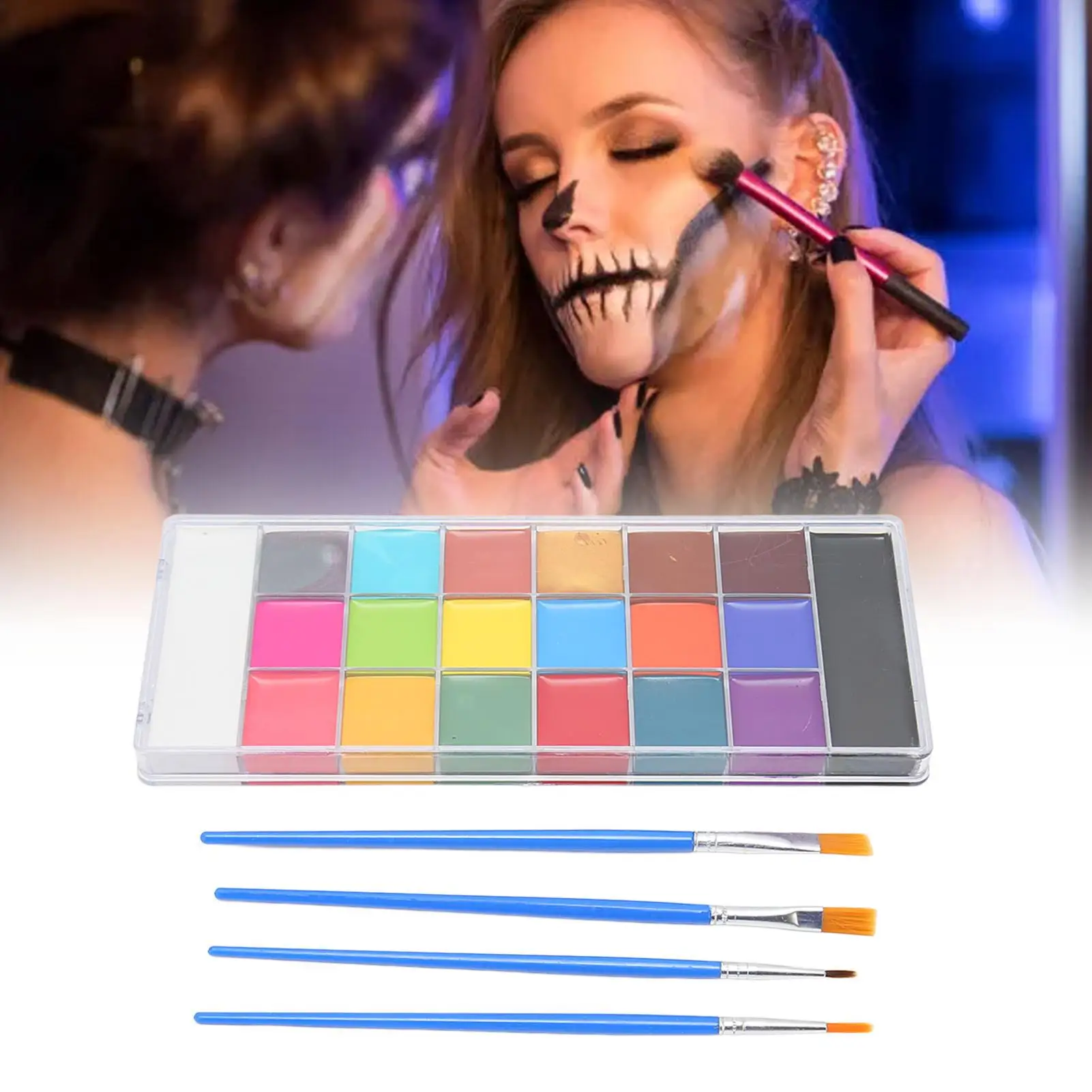 Kit de peinture pour le visage et le corps, palette de crème pour cosplay professionnel, couleurs vives, facile à utiliser et polyvalent, 20 couleurs