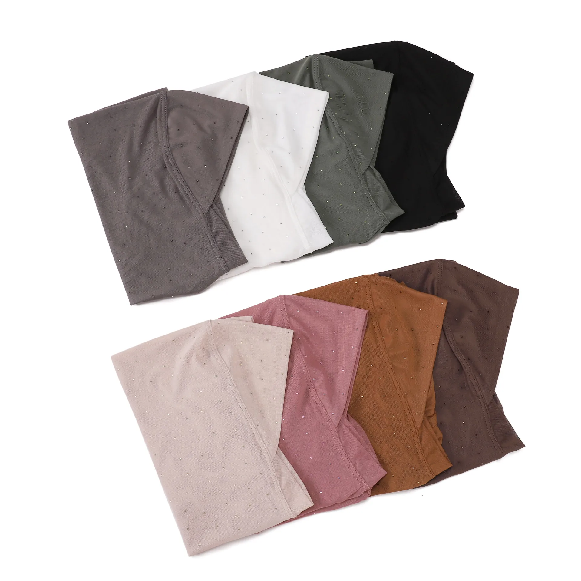 

Eid Ramadan Hijab One Piece Amira Headscarf Muslim Women Mesh Diamonds Instant Scarf Pull On Head Wrap Jersey Niqab Islam Nikab