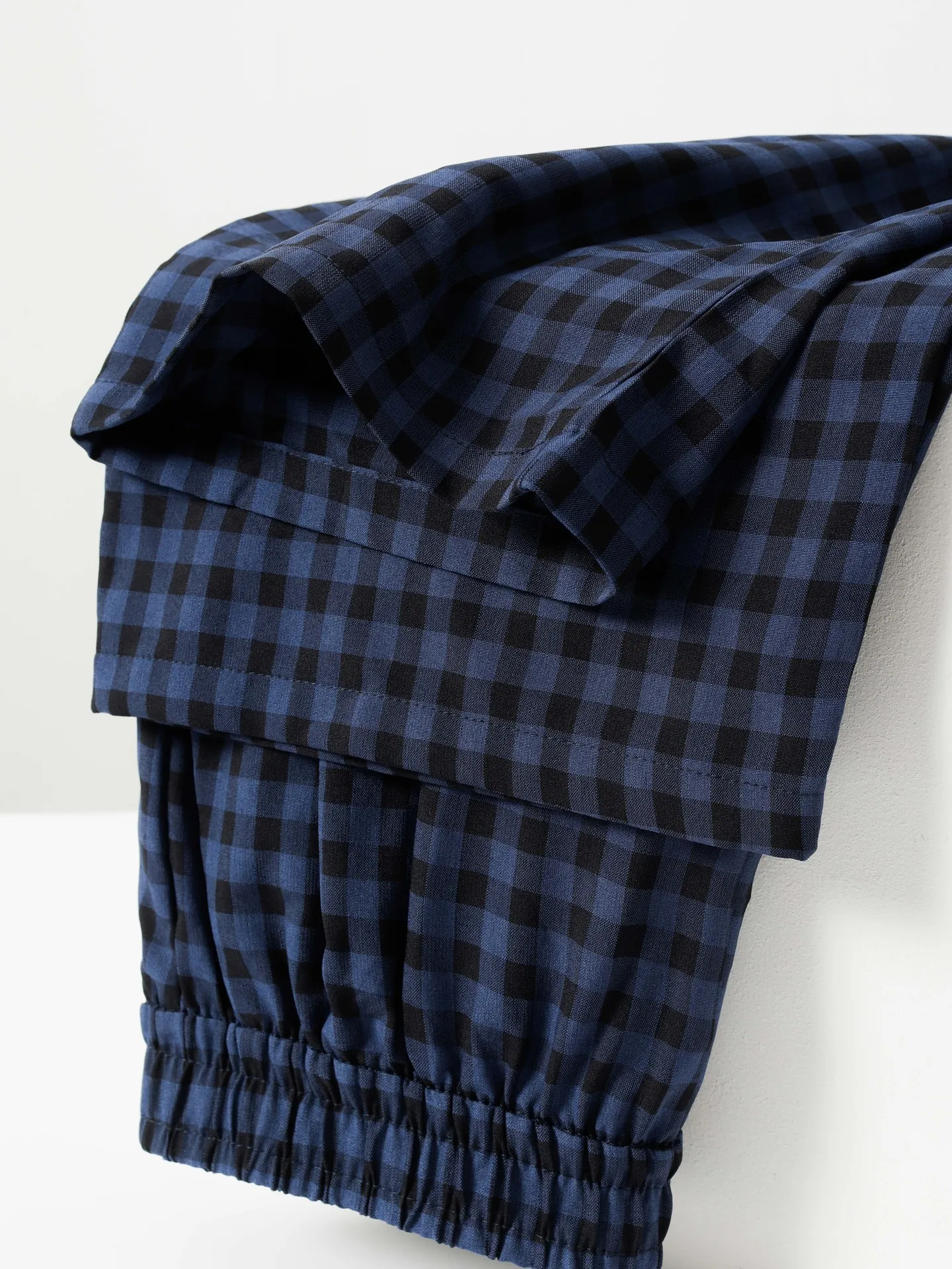 

Retro American Blue Plaid Casual Pants Women Summer White Slimming Loose Straight Wide Leg Casual Pants Breathable Polyester ...