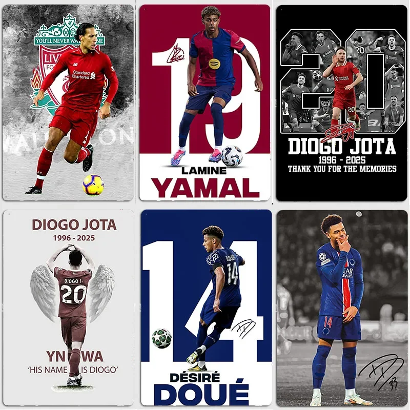Virgil van Dijk Diogo Jota Désiré Doué Lamine Yamal Poster Metal Custom Sign Room Decoration Posters Home Living Wall Decor