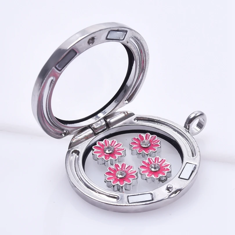 20Pcs/Lot Mix Enamel Sakura Daisy Flower Floating Charms Diy Rose Sun Flower кулон For Memory Relicario Locket Jewelry Making