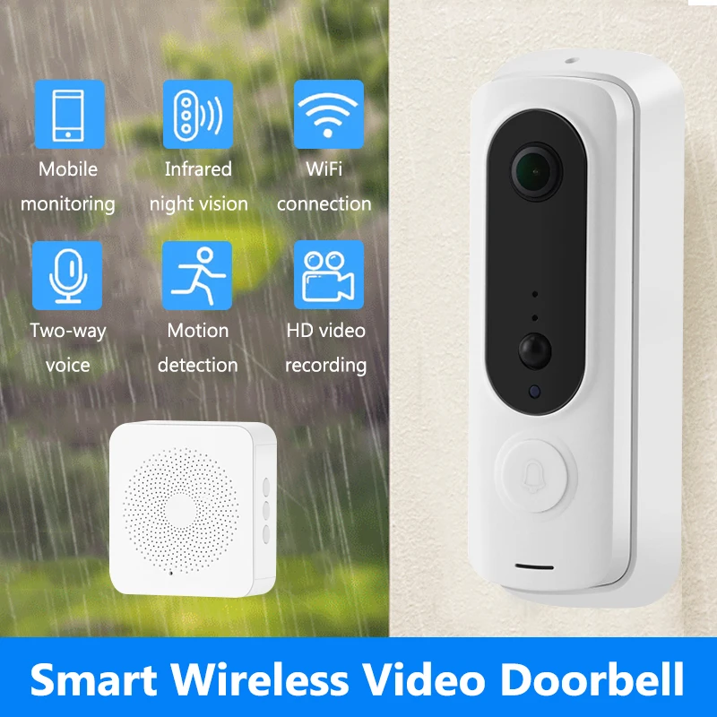 2.4G WiFi Video Doorbell 1080P HD Smart Outdoor Wireless Two-way Intercom Waterproof PIR Motion Detection Wireless Camera Bell