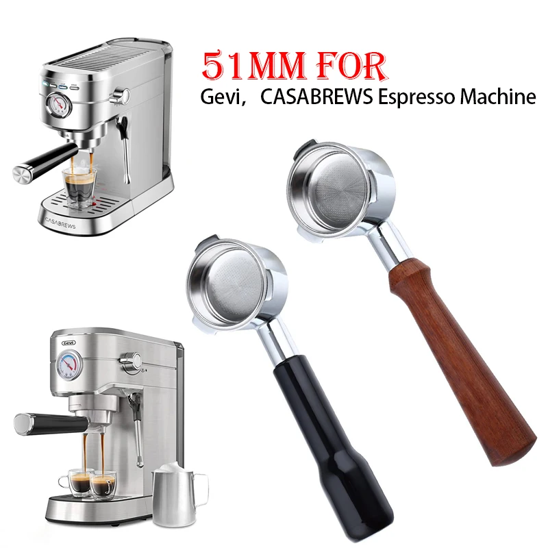 

51mm Bottomless Portafilter Compatible with Gevi CASABREWS Espresso Machine Coffee Bottomless Portafilter with Filter Basket