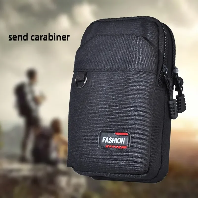 Double Layer Outdoor Waist Men Phone Pouch Camping Hunting Tactical Waist Bag Black Outdoor Tactical Bag