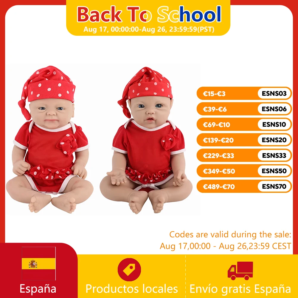 IVITA Versand aus Spanien: 100% Vollsilikon Reborn-Babypuppen, Lebensecht Bemalte Realistische Neugeborenen-Babypuppen Spielzeug