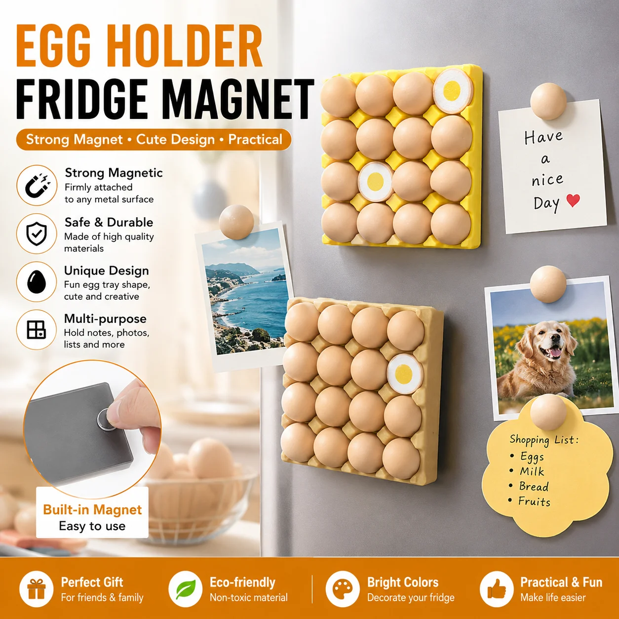 New Funny Cute Adorable Egg Tray Design Magnetic Fridge Photo Memo Note Clip Holder for Polaroid Picture Kitchen Home Decor