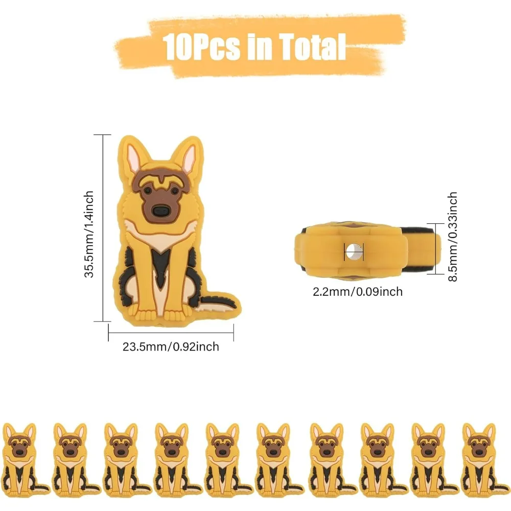 10Pcs Shepherd Dog Silicone Beads Pen Beads Silicone Loose Spacer Beads for DIY Necklace Bracelet Earrings Keychain making kit