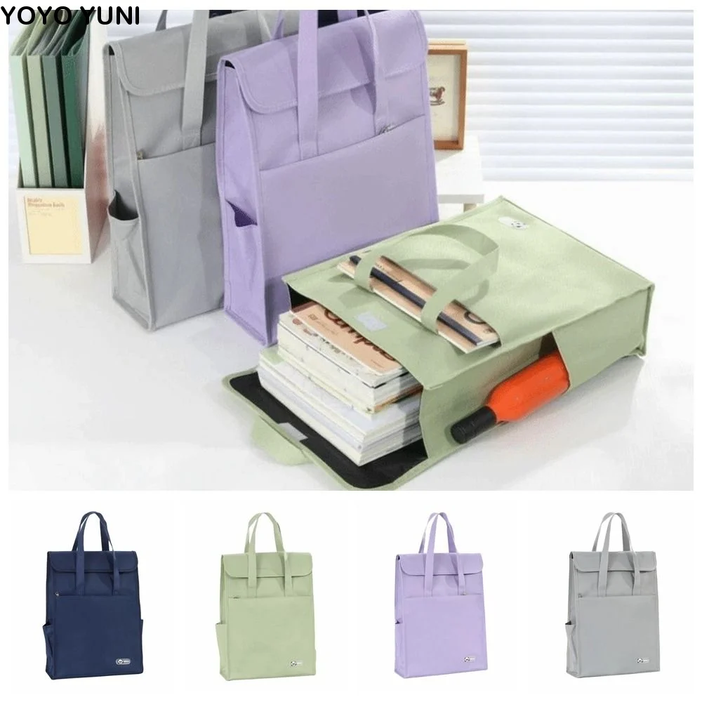 Durable Tote Bag Double-Layer Multiple Pockets Student Tutorial Bag Oxford Cloth Large Capacity Shoulder Handbag Shopping