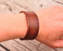 2.5cm Band Width G601 Dark Brown Simply Stylish Single Wrap Genuine Leather Bracelet Wristband Men's