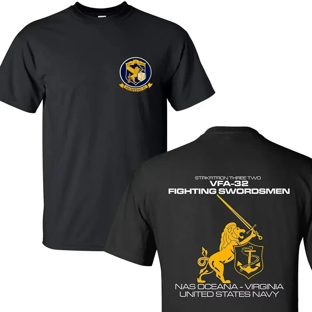 Naval VFA32 Fighting Swordsmen Fighter Squadron T-Shirt 100% Cotton O-Neck Summer Short Sleeve Casual Mens T-shirt Size S-3XL