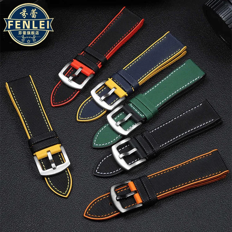 Ремешок для часов Citizen Blue Angel, мужской, с волнистым рисунком, модель 8020-03L/JY8078 из углеродного волокна, Nlon + резиновый ремешок для часов, 22 мм 23 мм