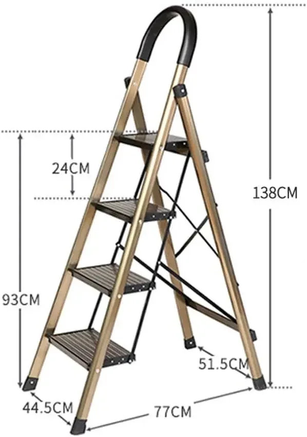 Step Stool Aluminum Alloy Ladder, Lightweight Four-Step Ladder Suitable for Hanging Curtains Folding Thickness Daily Necessities