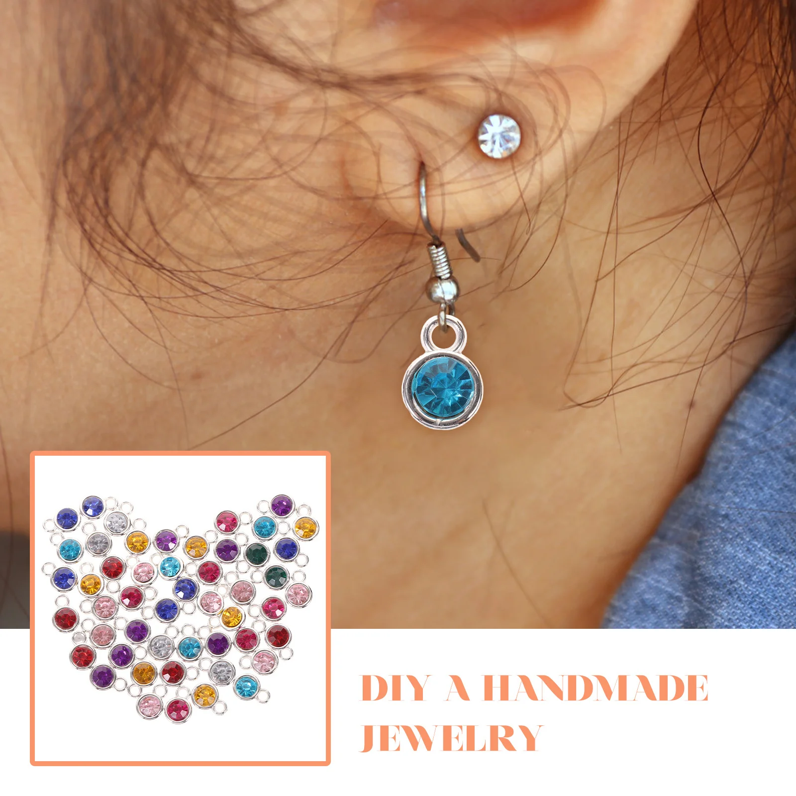 

50Pcs Crystal Pendant Charms DIY Jewelry Making Accessories Gemstone Studded Necklace Bracelet Crafting Supplies