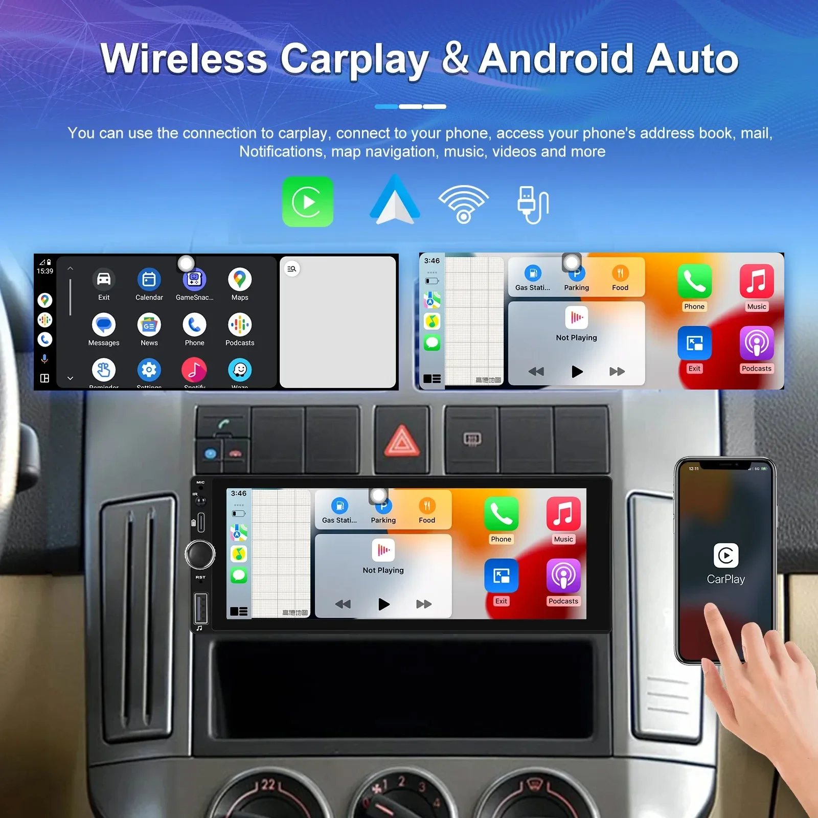 Podofo 1din Android MP5 Car Stereo Radio 6.86\