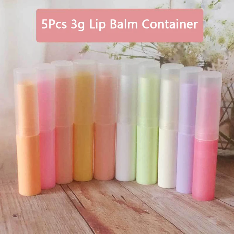 

5Pcs/lot 3g Lip Balm Container With Caps Mini Empty Lip Balm Stick Tube Lipstick