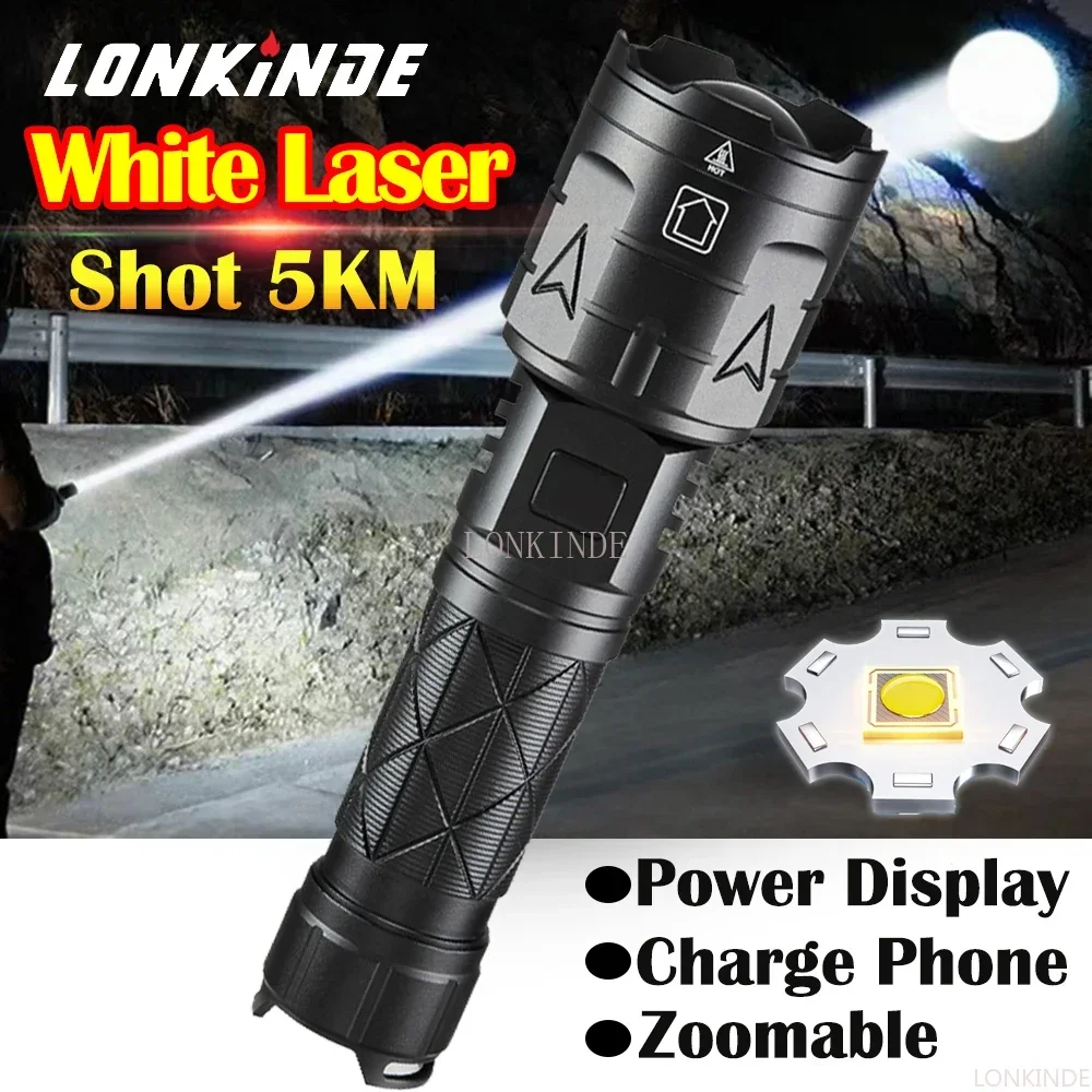 Long-Range GT10 White LED LED Tactical Flashlight 50000Lumen High-brightness Type- C Rechargeable Searching Spotlights Lamp