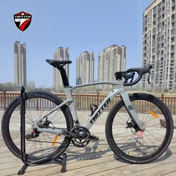 TWITTER-Carbon Fiber Road Bike with Oil Disc Brake, Full Hidden Inner Routing, Wind Breaker, V3 RS-24S, T900Carbon Fiber, 700 x