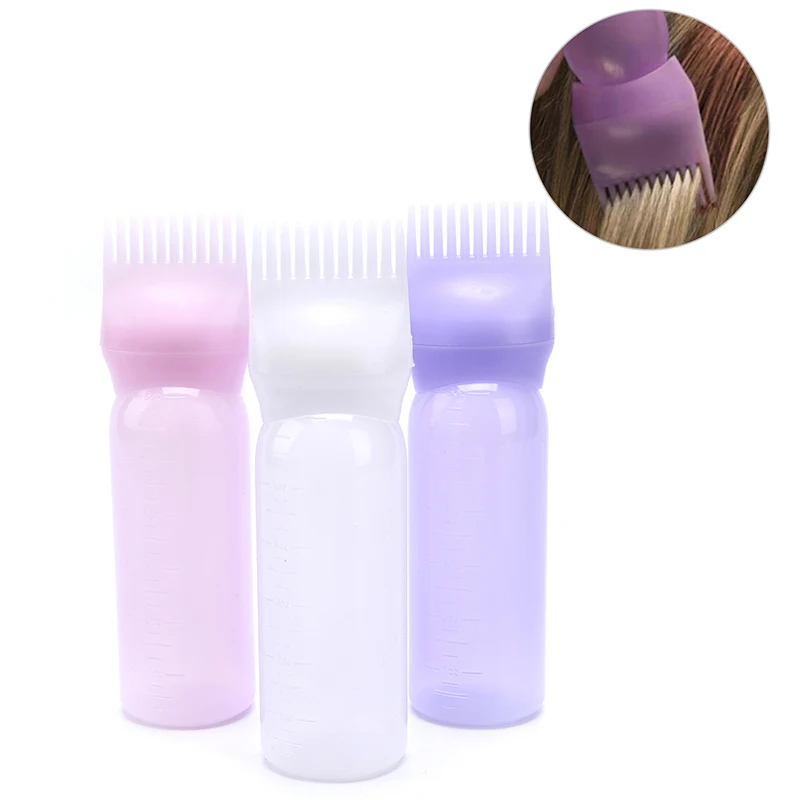 120ml Hair Dye Refillable Bottle Applicator Comb Multicolor Plastic Dispensing Salon Oil Hair Coloring Hairdressing Styling Tool